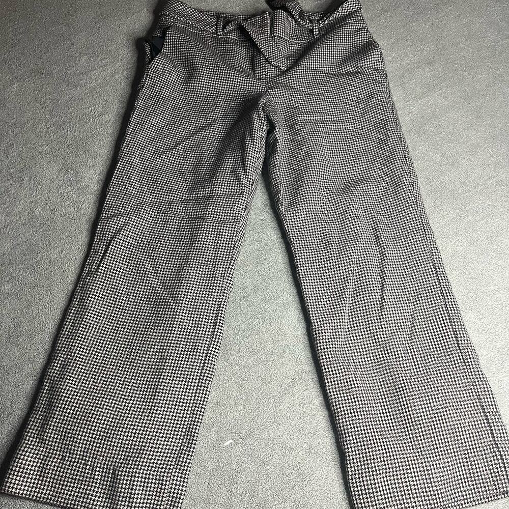 Talbots Black & White Houndstooth Wide Leg Dress Pants Size 8 Women’s B389